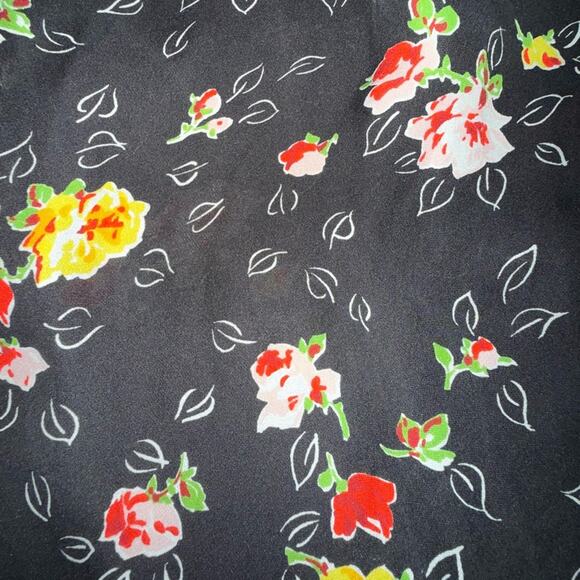 UEC Veronica Beard 100% SILK Black Midi Skirt with Floral Print SEXY SLIT SZ 4 - Picture 9 of 15